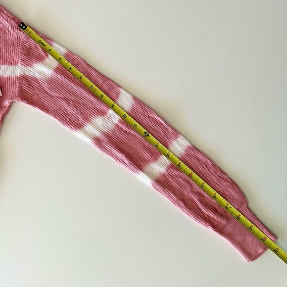 Crave Fame Womens Size M Pink White Tie Dye Ribbed Long Sleeve Jewel Neck Top - Picture 12 of 14